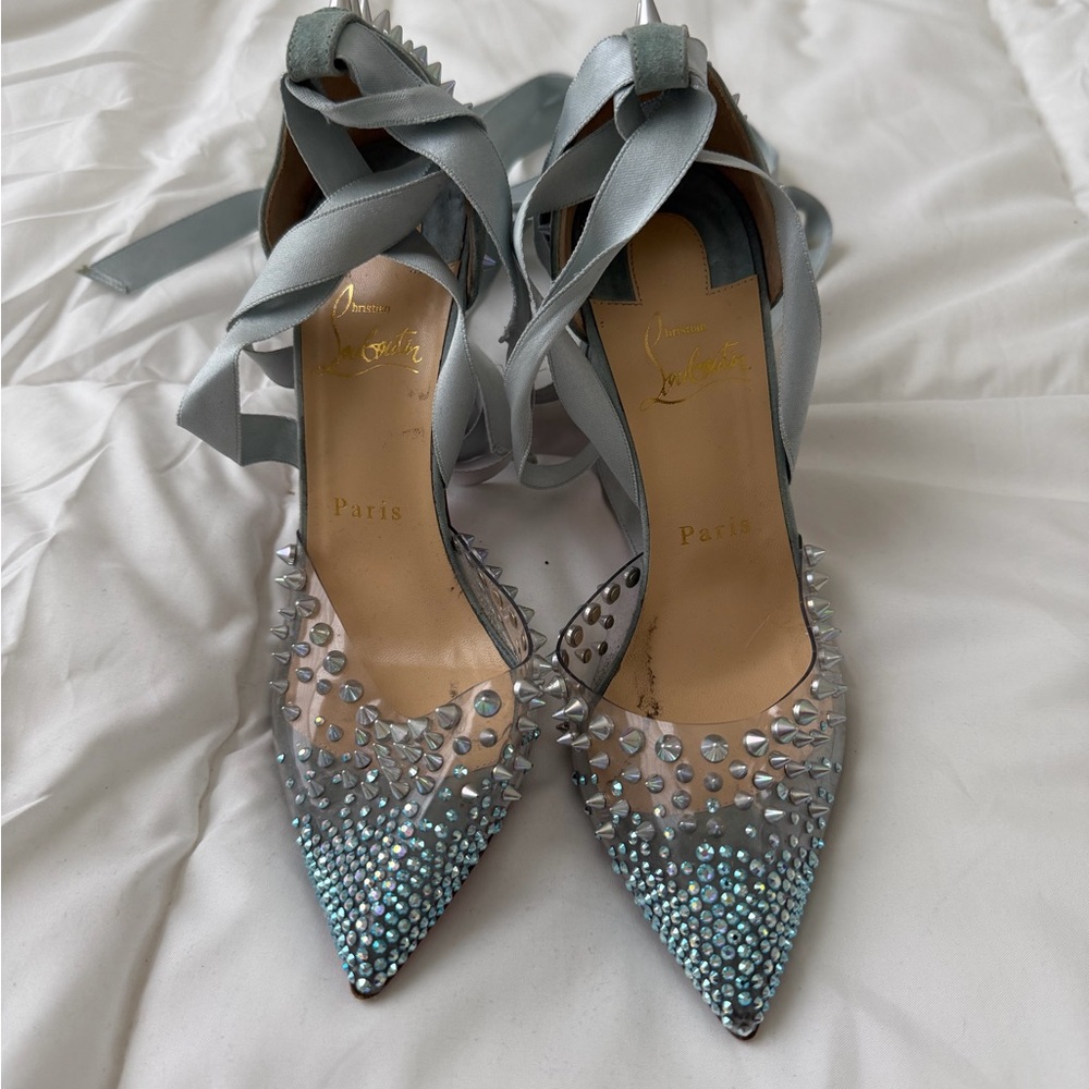 Christian Louboutin Elegant Silver Studded Women's Shoes